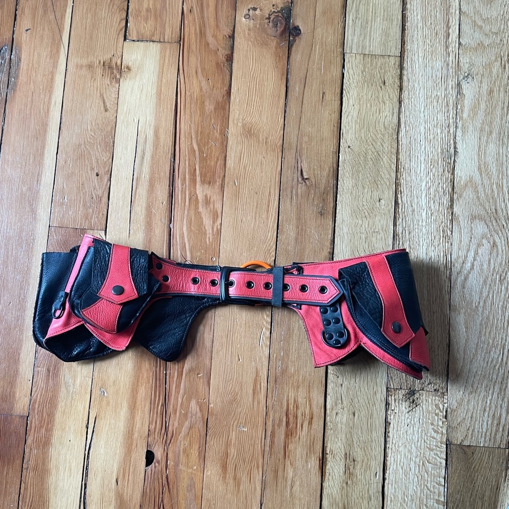 Handmade upcycled leather waist pouch